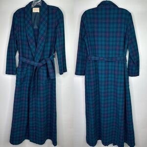 Vintage Pendleton Wool Blue Plaid Tartan Robe Size Medium